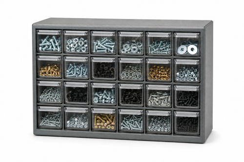 Assorted Fastener Organizer Cabinet, 24-Bin